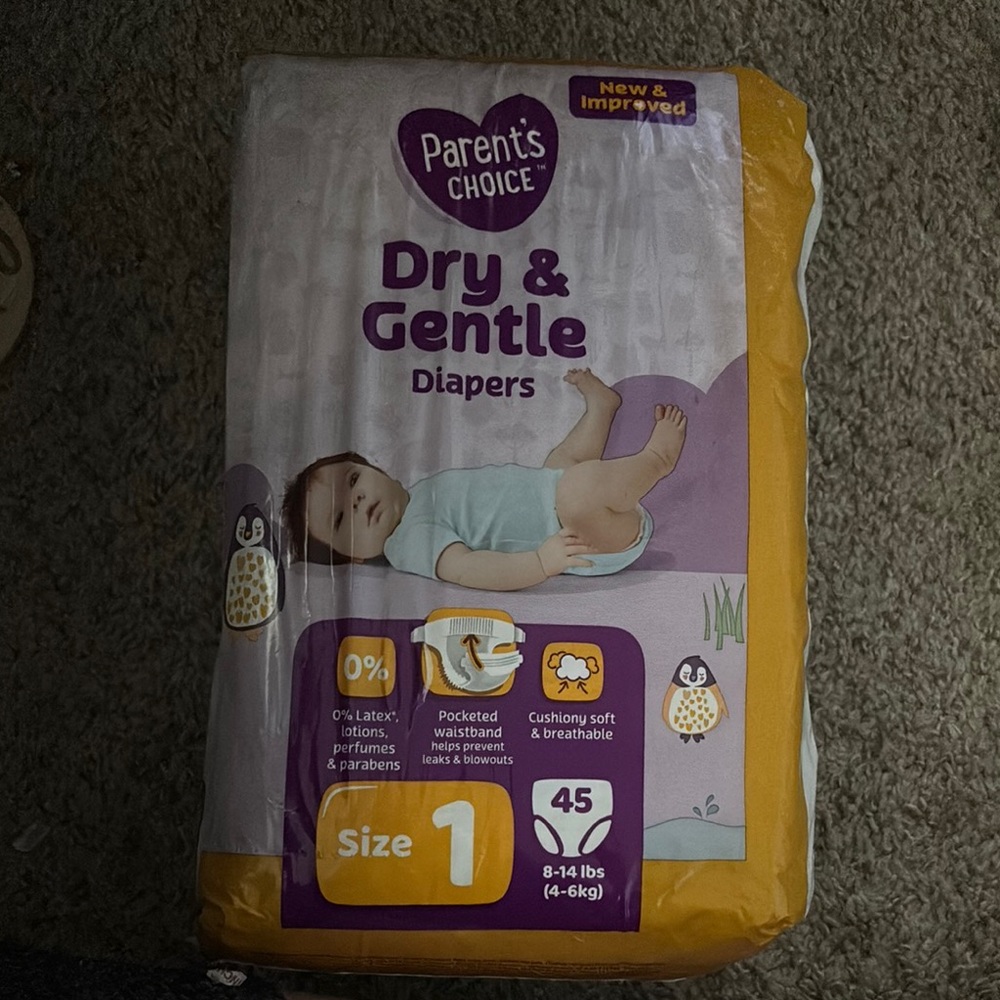 Parent's Choice Dry & Gentle Diapers Size 1